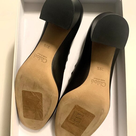 Unworn Chloé Lauren Scalloped Block Heel Pumps 39.5 – Black Nappa Leather, BNIB - Picture 4 of 6